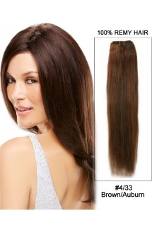 16” #4/33 Brown/Auburn Straight Weave 100% Remy Hair Weft  Human Hair Extensions 16” #4/33 Brown/Auburn Straight Weave 100% Remy Hair Weft  Human Hair Extensions